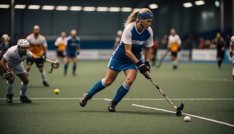 Players compete on a grass field in Feldhockey, while others play indoors in Hallenhockey. Different equipment and rules distinguish the two versions