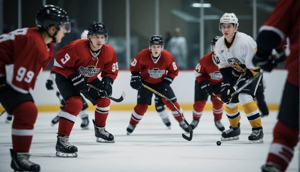 A group of young hockey players undergo rigorous conditioning and athletic training